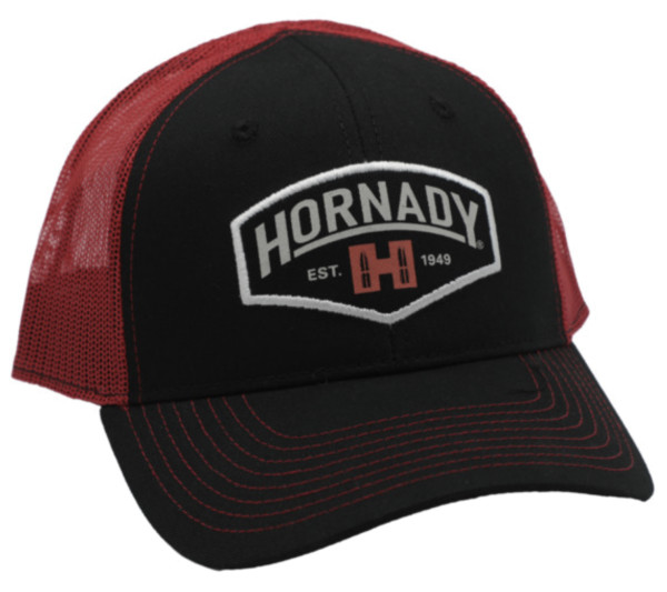 HORNADY BASECAP BLACK & RED MESH EST. 1949, 100% POLYESTER, #99214