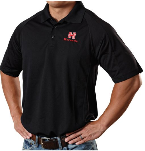 HORNADY BLACK POLO SHIRT, 58% BAUMWOLLE, 38% POLYESTER, 4% ELASTAN SIZE: L *SP*, #99771L