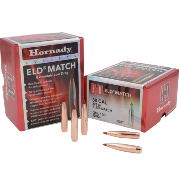 HORNADY ELD MATCH GESCHOSSE .30/.308 225GR, VPE: 100STÜCK, #30904